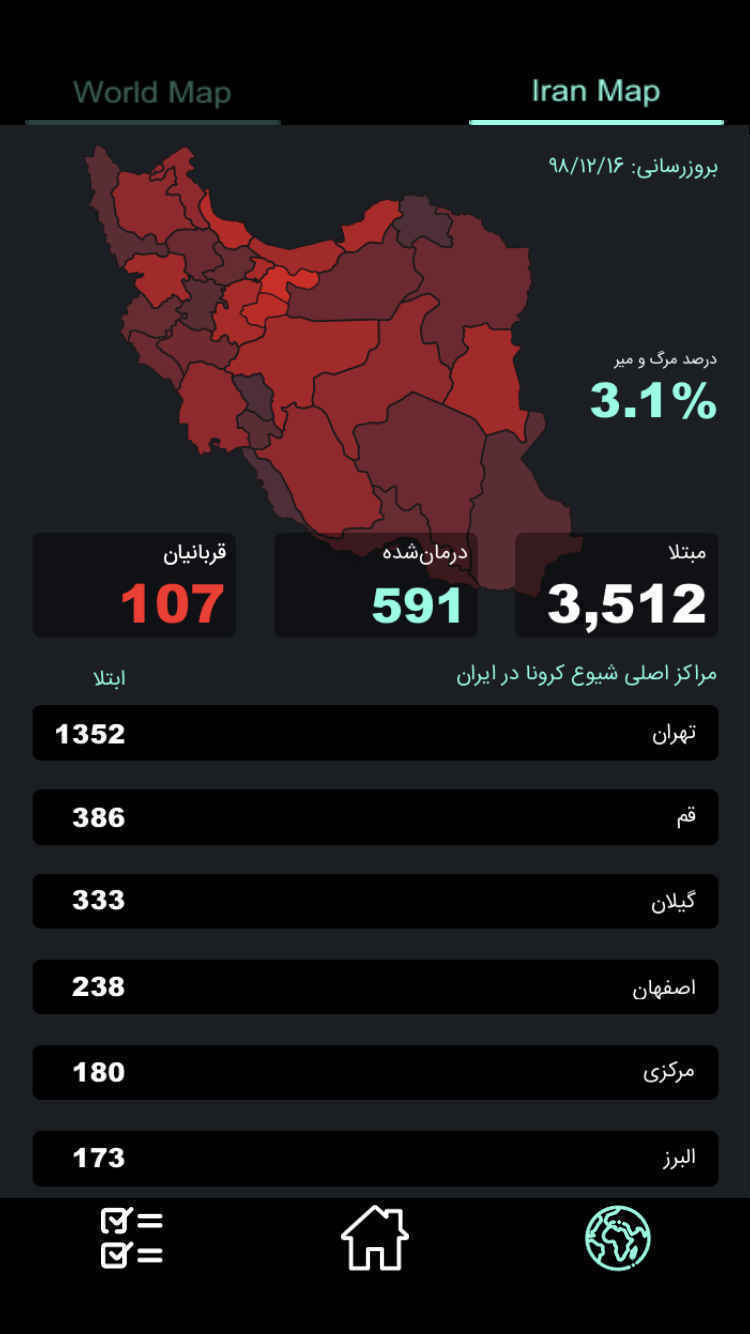 داشبورد آنلاین کرونا